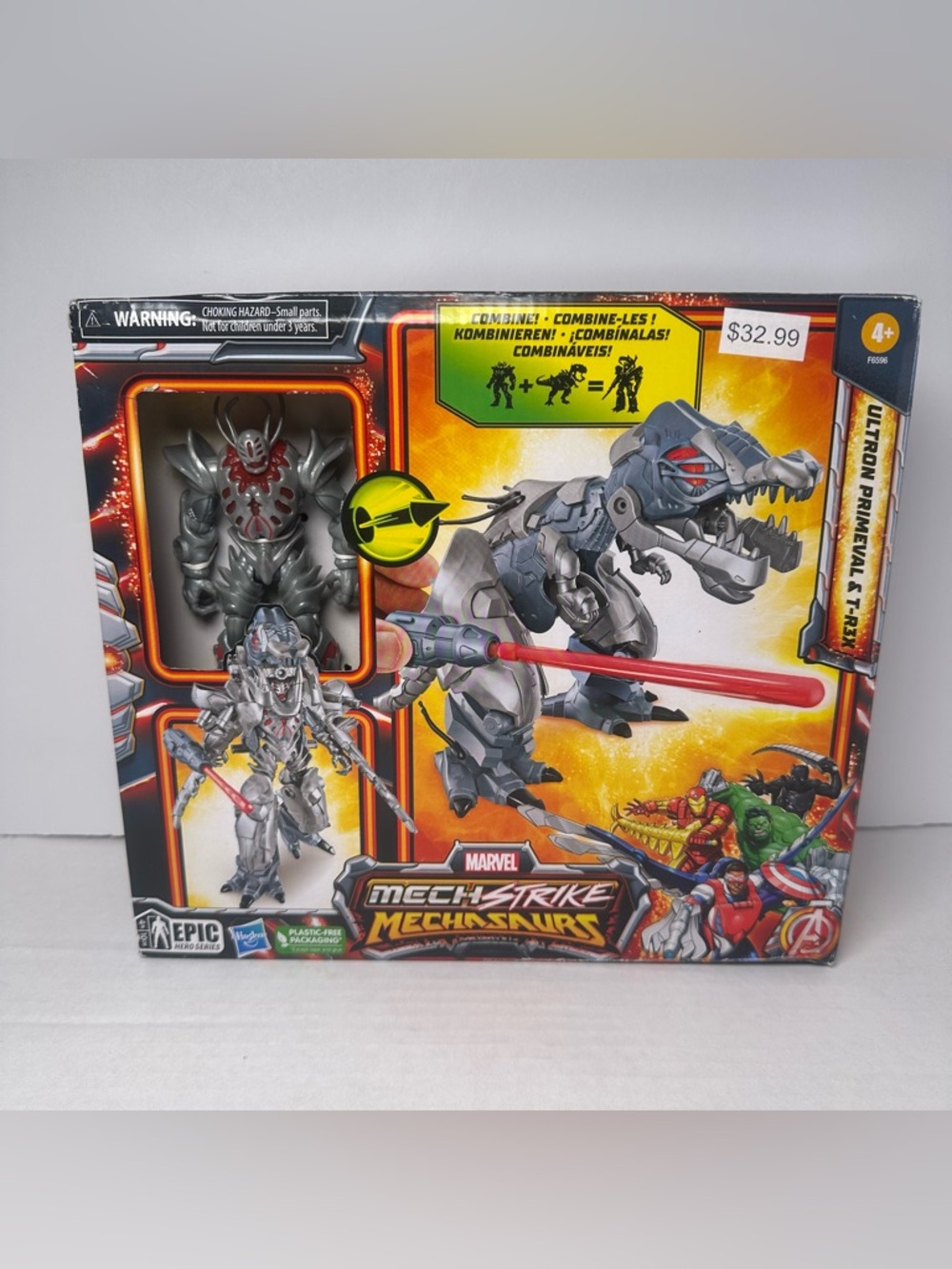 NIB Marvel Mech Strike Mechasaurs ULTRON PRIMEVAL- T-REX-Missile Blast-Epic Hero